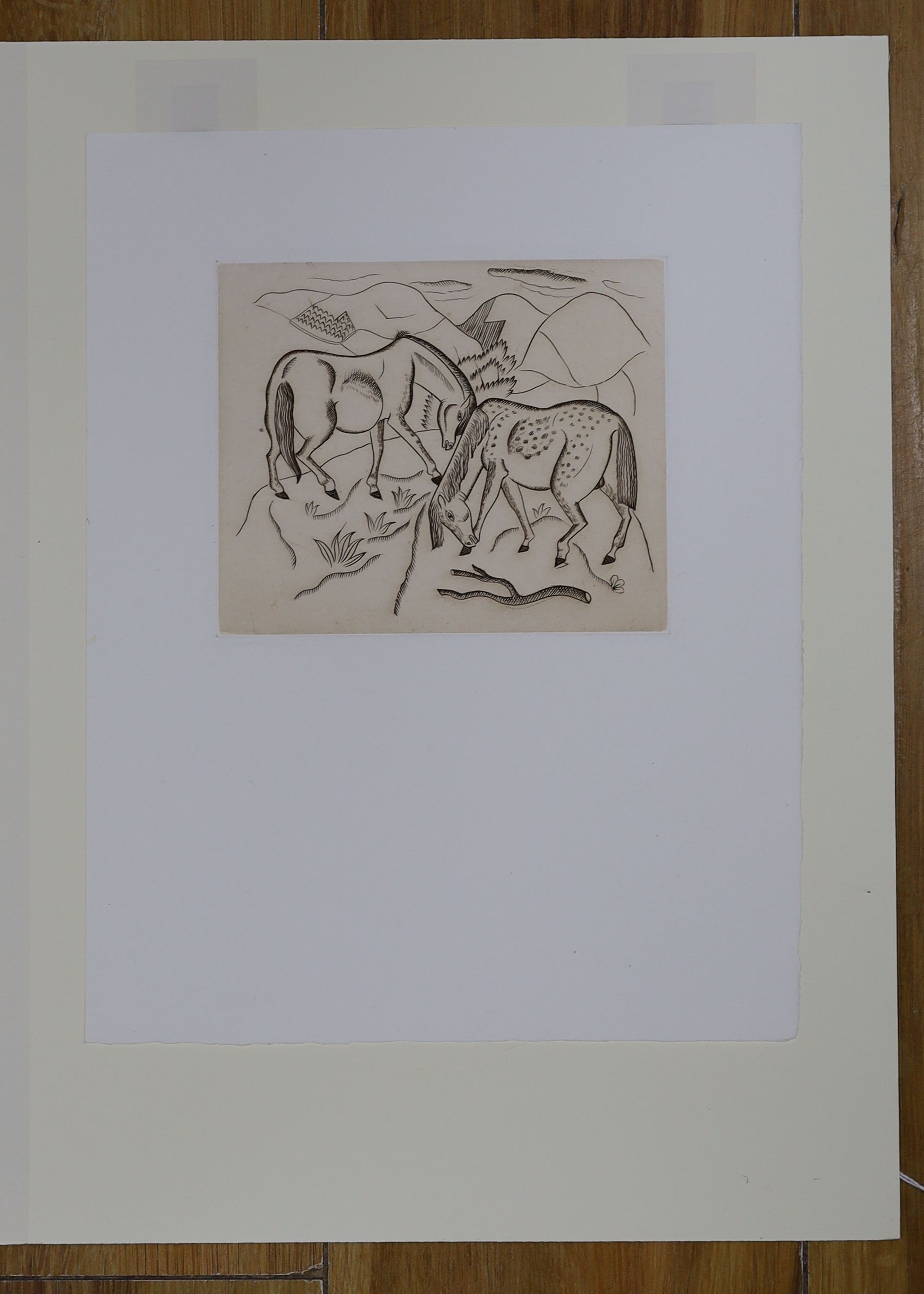 David Jones (1895-1974), line engraving, The Lancers, 12.5 x 15cm. unframed.